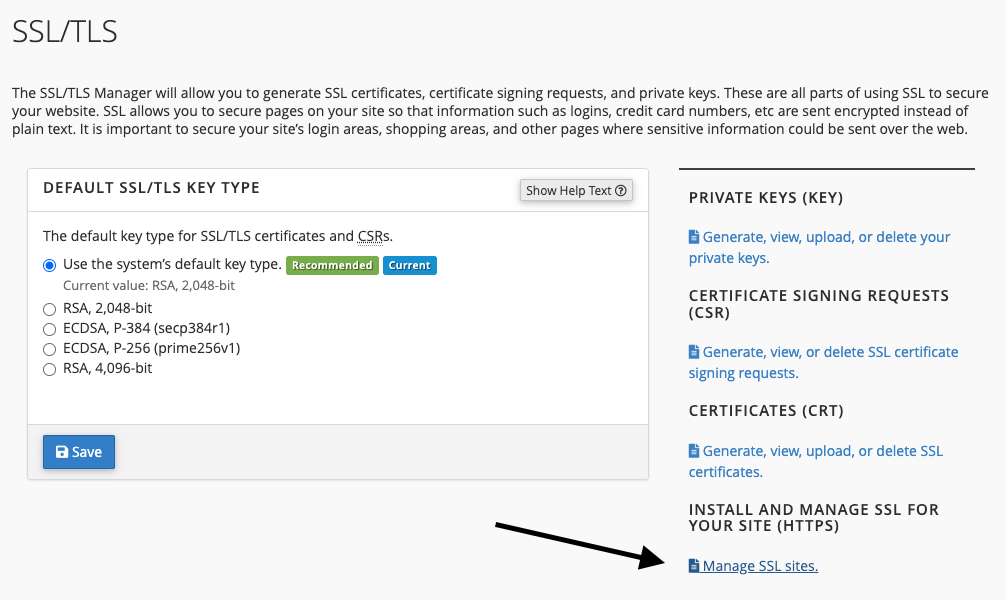 Manage SSL Sites