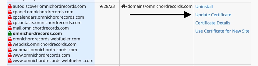 Update Certificate